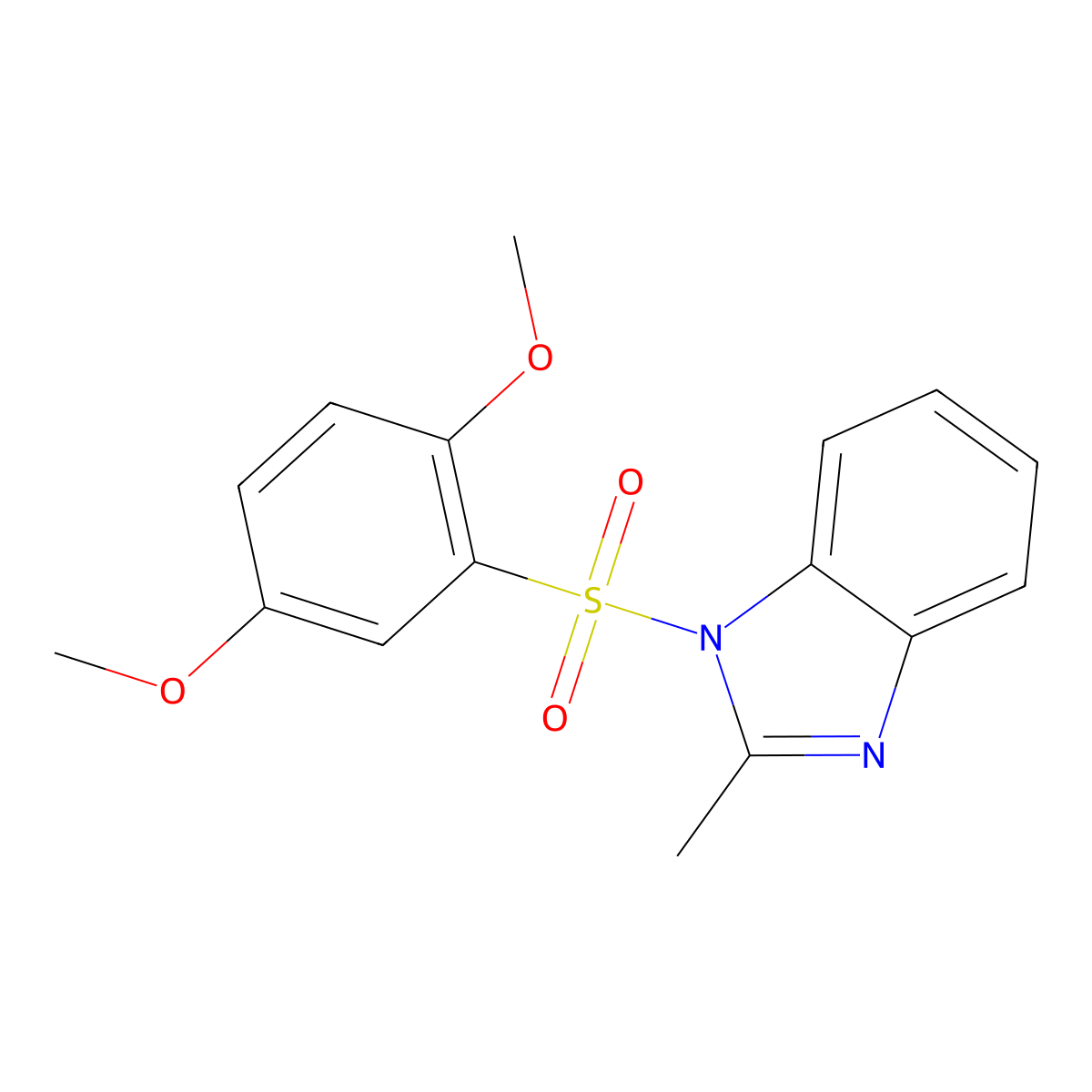 1-[(2,5-Dimethoxyphenyl)sulfonyl]-2-methyl-1H-benzimidazole molecular structure, CAS 332021-84-8
