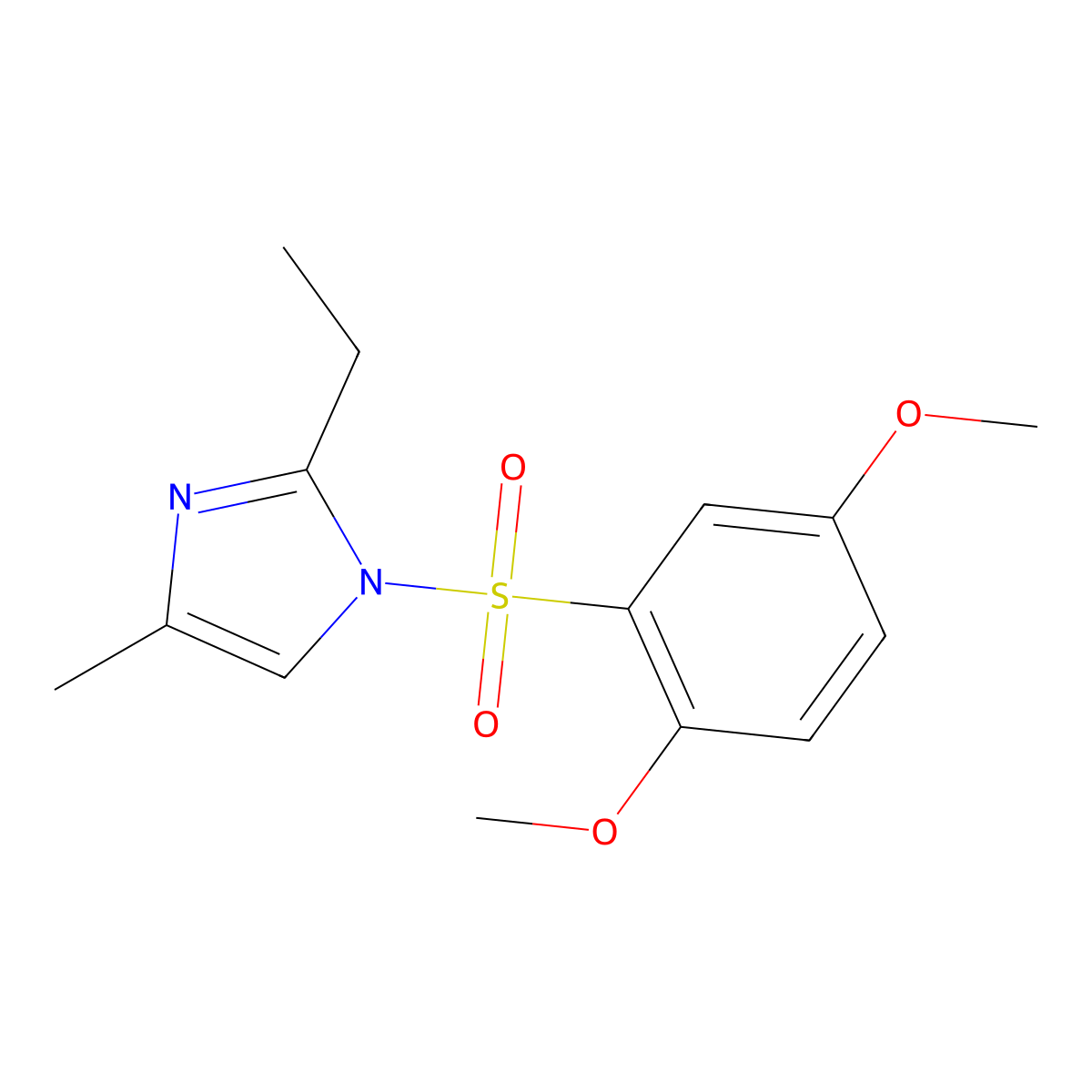 1-(2,5-Dimethoxy-benzenesulfonyl)-2-ethyl-4-methyl-1H-imidazole molecular structure, CAS 332021-90-6
