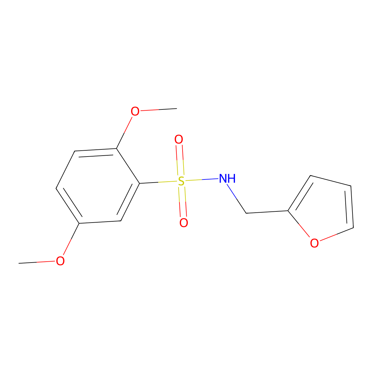 N-(furan-2-ylmethyl)-2,5-dimethoxybenzenesulfonamide molecular structure, CAS 332021-92-8
