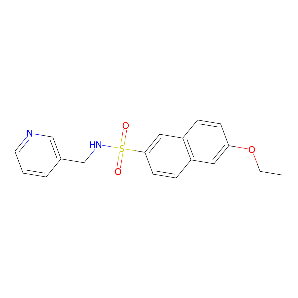 6-ethoxy-N-(pyridin-3-ylmethyl)naphthalene-2-sulfonamide molecular structure, CAS 332021-94-0