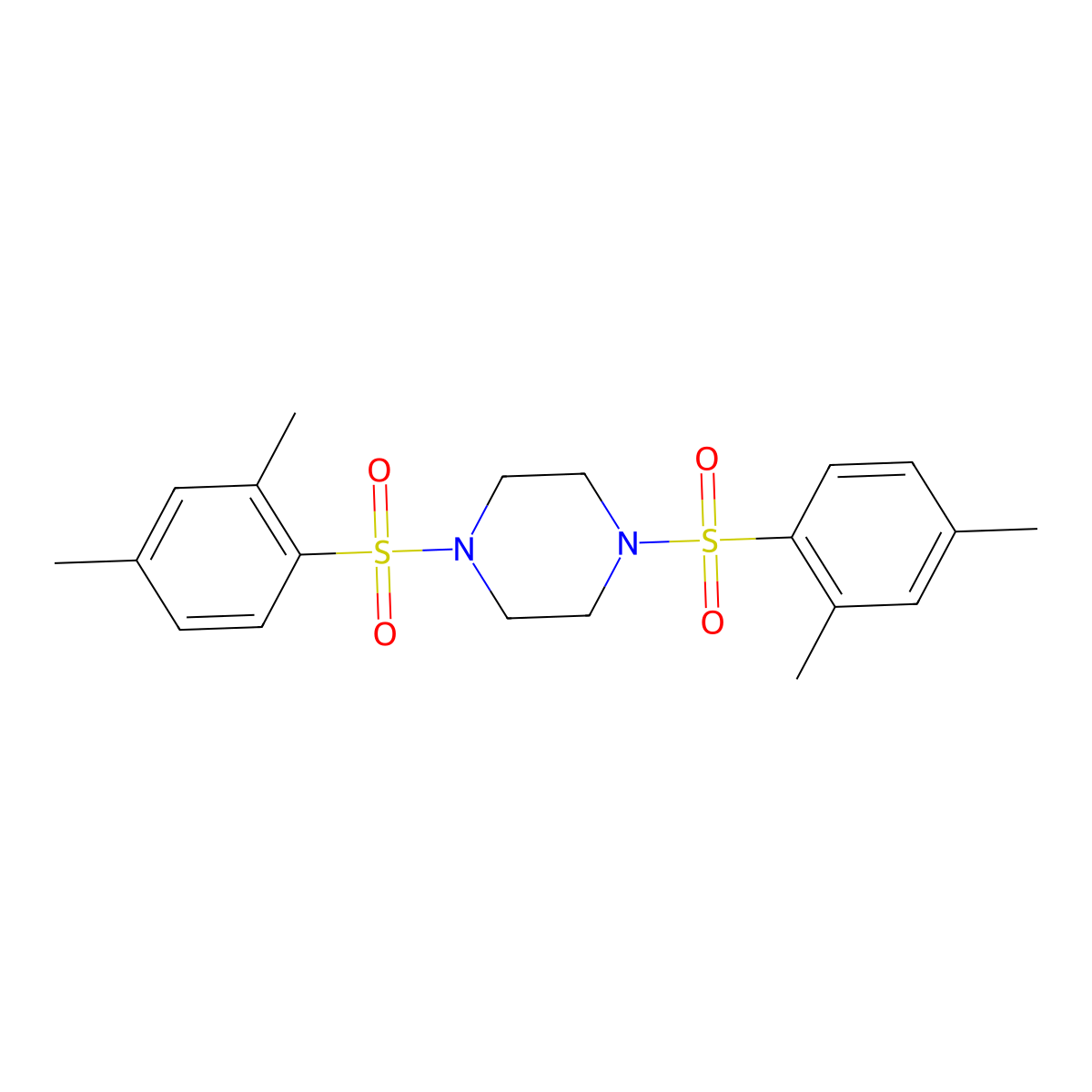 1,4-Bis[(2,4-dimethylphenyl)sulfonyl]piperazine molecular structure, CAS 332021-98-4