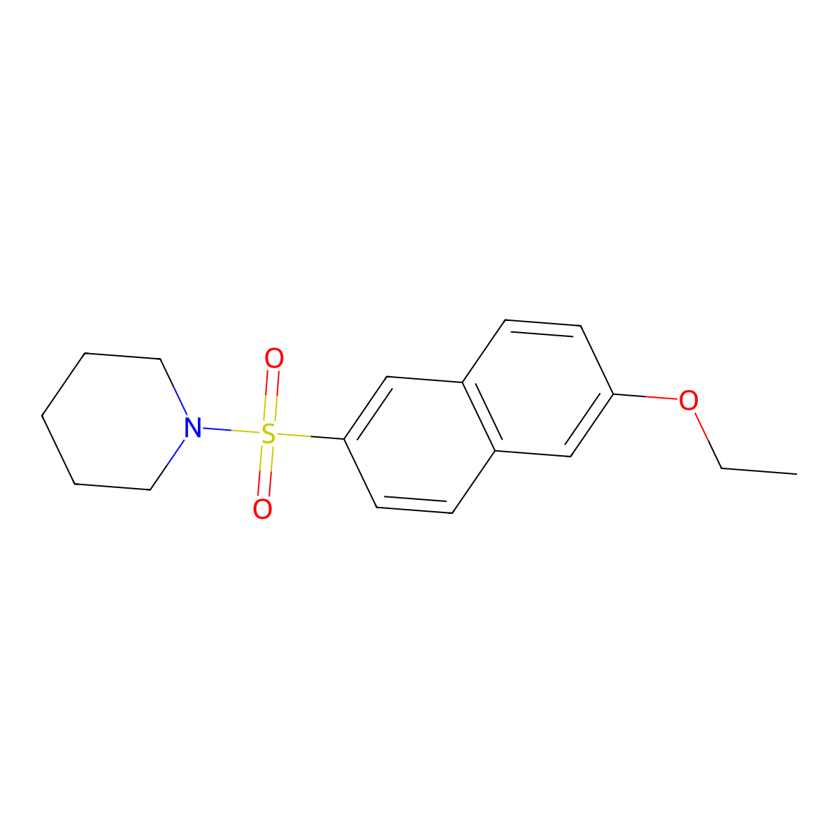 1-(6-Ethoxynaphthalen-2-yl)sulfonylpiperidine molecular structure, CAS 332022-00-1