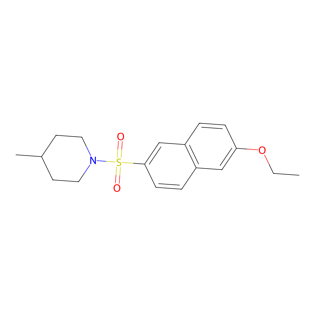 1-[(6-Ethoxynaphthalen-2-yl)sulfonyl]-4-methylpiperidine molecular structure, CAS 332022-02-3