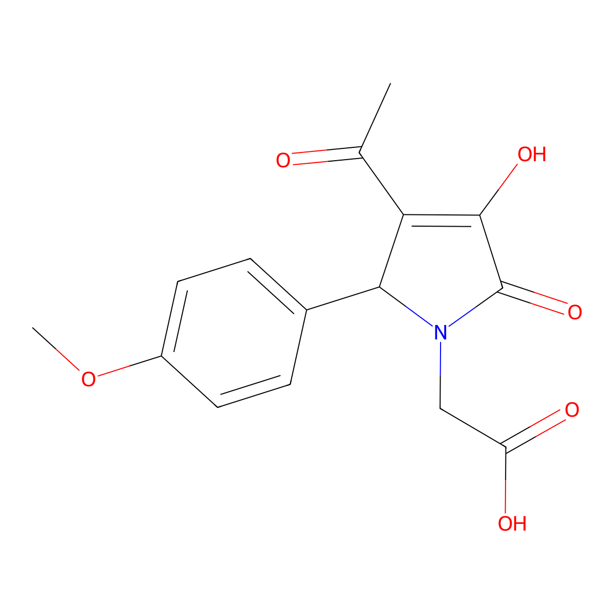 2-(3-acetyl-4-hydroxy-2-(4-methoxyphenyl)-5-oxo-2,5-dihydro-1H-pyrrol-1-yl)acetic acid molecular structure, CAS 332022-17-0