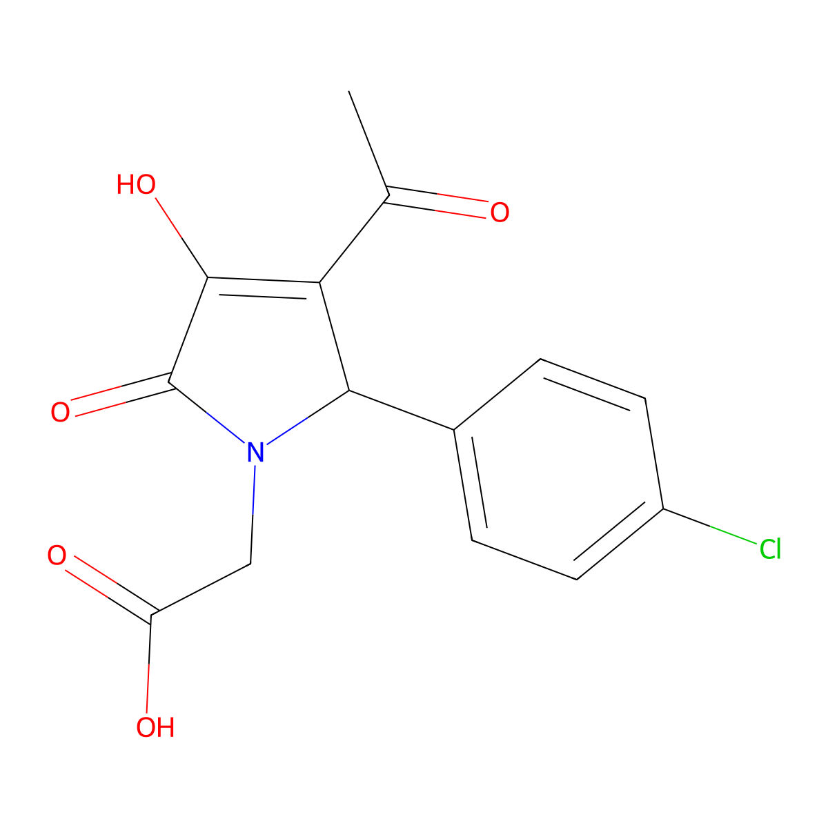 2-[3-acetyl-2-(4-chlorophenyl)-4-hydroxy-5-oxo-2H-pyrrol-1-yl]acetic acid molecular structure, CAS 332022-23-8