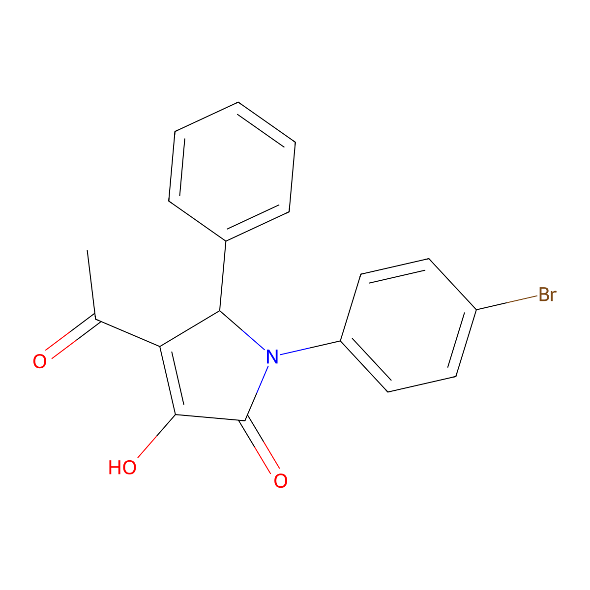 3-acetyl-1-(4-bromophenyl)-4-hydroxy-2-phenyl-2H-pyrrol-5-one molecular structure, CAS 332022-25-0