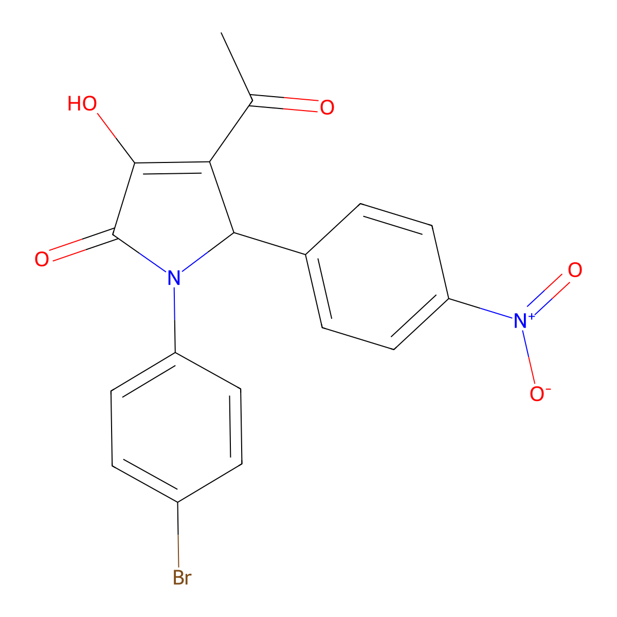 3-acetyl-1-(4-bromophenyl)-4-hydroxy-2-(4-nitrophenyl)-2H-pyrrol-5-one molecular structure, CAS 332022-28-3