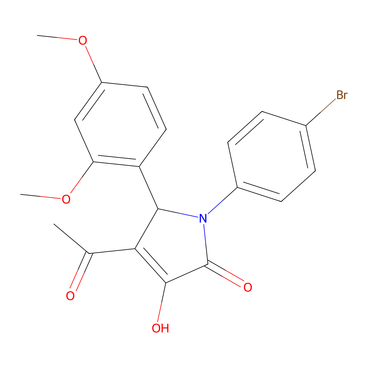 3-acetyl-1-(4-bromophenyl)-2-(2,4-dimethoxyphenyl)-4-hydroxy-2H-pyrrol-5-one molecular structure, CAS 332022-32-9