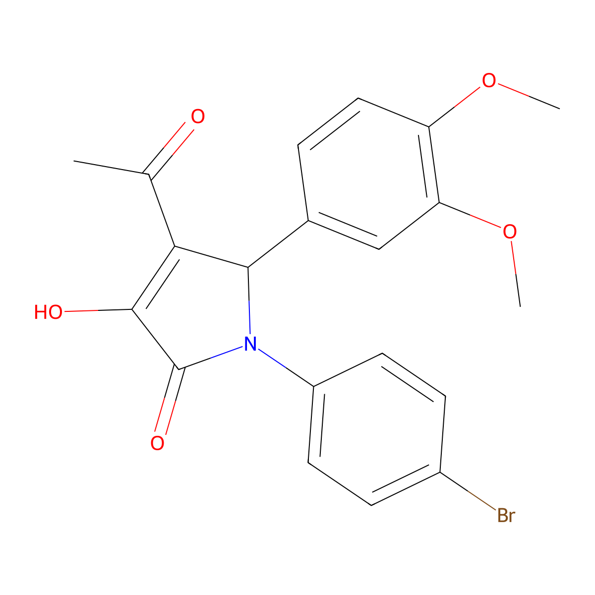 3-acetyl-1-(4-bromophenyl)-2-(3,4-dimethoxyphenyl)-4-hydroxy-2H-pyrrol-5-one molecular structure, CAS 332022-34-1