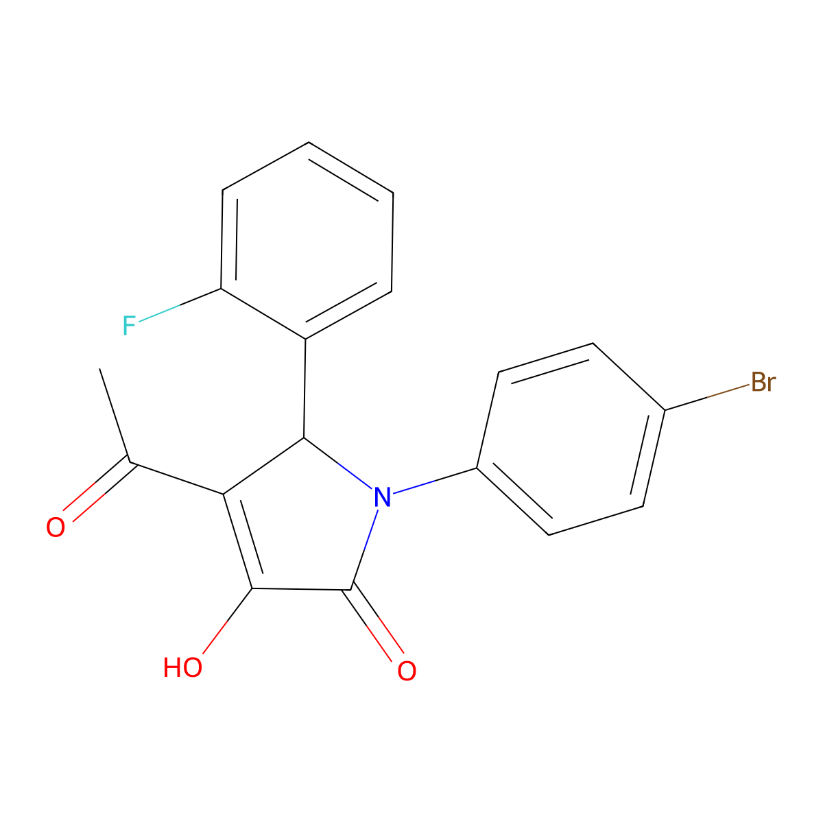 3-acetyl-1-(4-bromophenyl)-2-(2-fluorophenyl)-4-hydroxy-2H-pyrrol-5-one molecular structure, CAS 332022-35-2