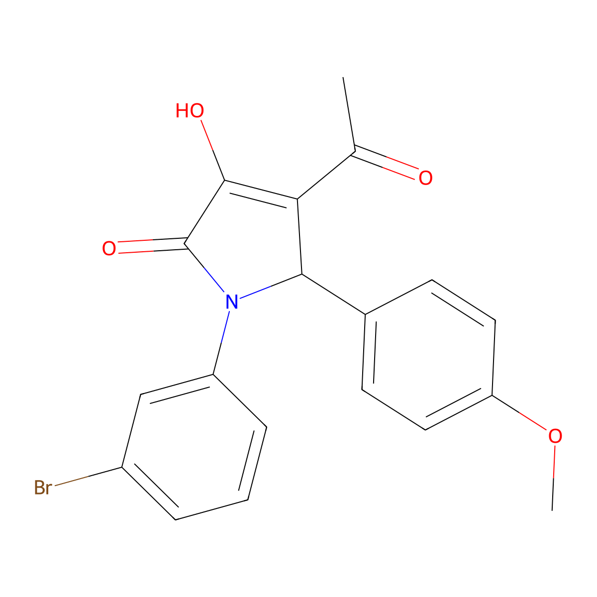 3-acetyl-1-(3-bromophenyl)-4-hydroxy-2-(4-methoxyphenyl)-2H-pyrrol-5-one molecular structure, CAS 332022-45-4