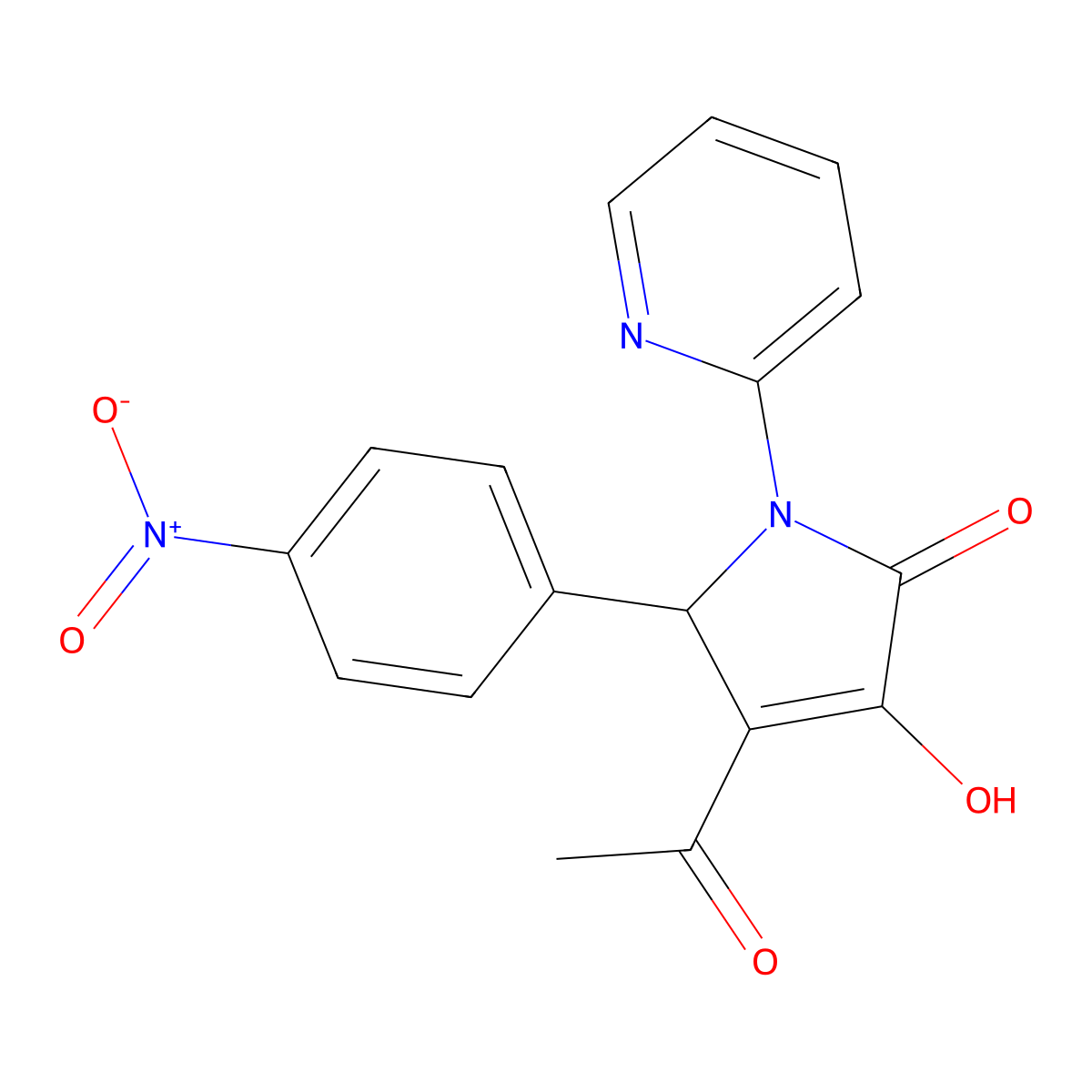 3-acetyl-4-hydroxy-2-(4-nitrophenyl)-1-pyridin-2-yl-2H-pyrrol-5-one molecular structure, CAS 332022-61-4