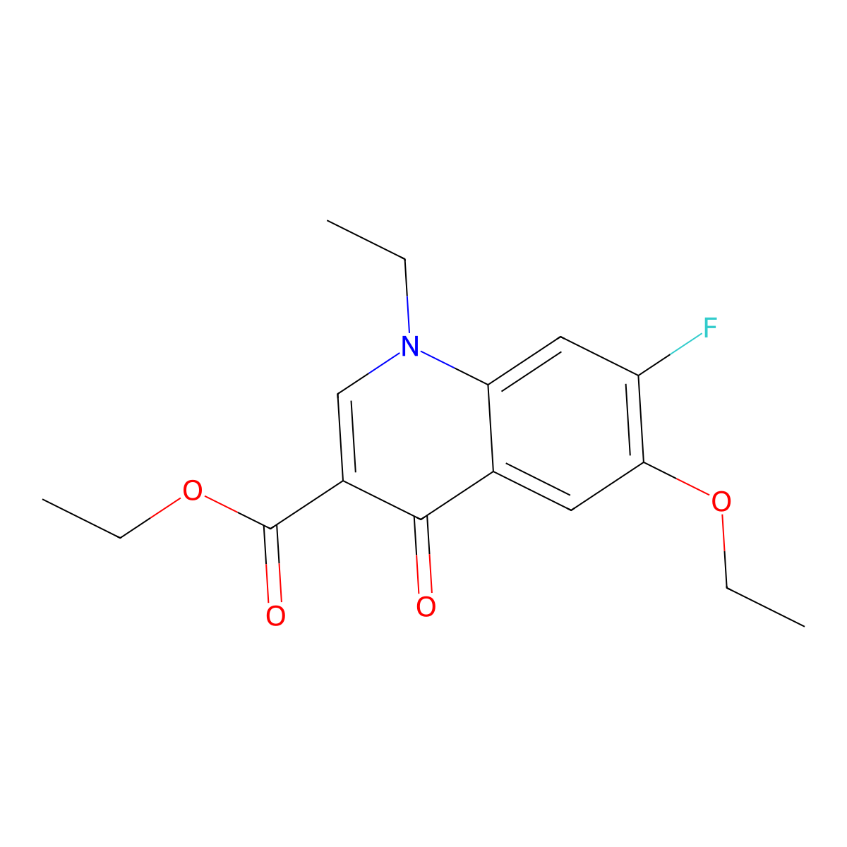 Ethyl 6-ethoxy-1-ethyl-7-fluoro-4-oxo-1,4-dihydroquinoline-3-carboxylate molecular structure, CAS 332023-02-6