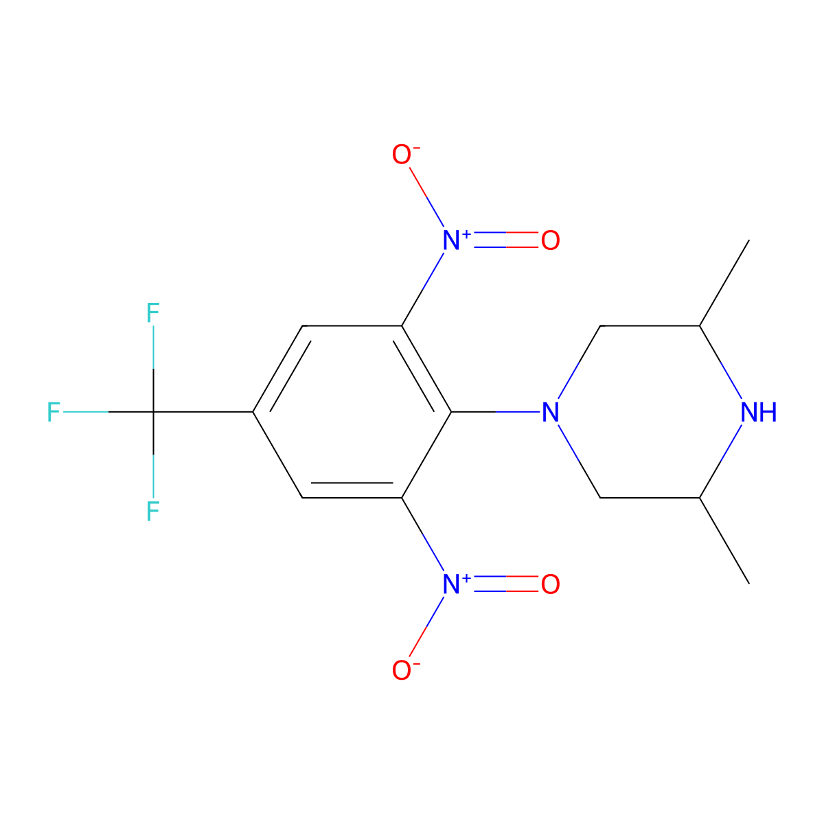 1-[2,6-Dinitro-4-(trifluoromethyl)phenyl]-3,5-dimethylpiperazine molecular structure, CAS 332023-11-7