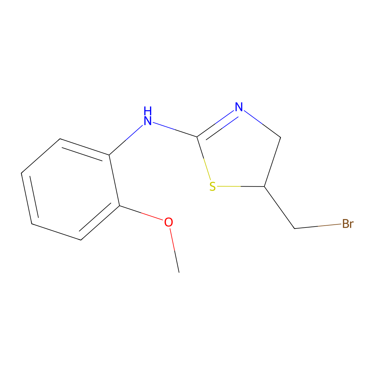 5-(bromomethyl)-N-[2-(methyloxy)phenyl]-4,5-dihydro-1,3-thiazol-2-amine molecular structure, CAS 332023-21-9