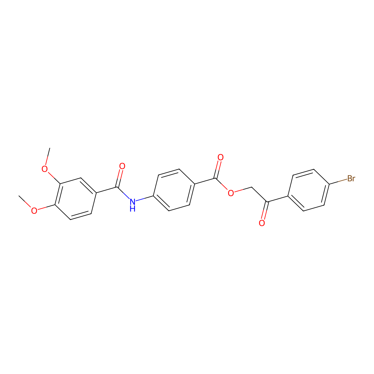 2-(4-Bromophenyl)-2-oxoethyl 4-[(3,4-dimethoxybenzoyl)amino]benzoate molecular structure, CAS 332023-42-4