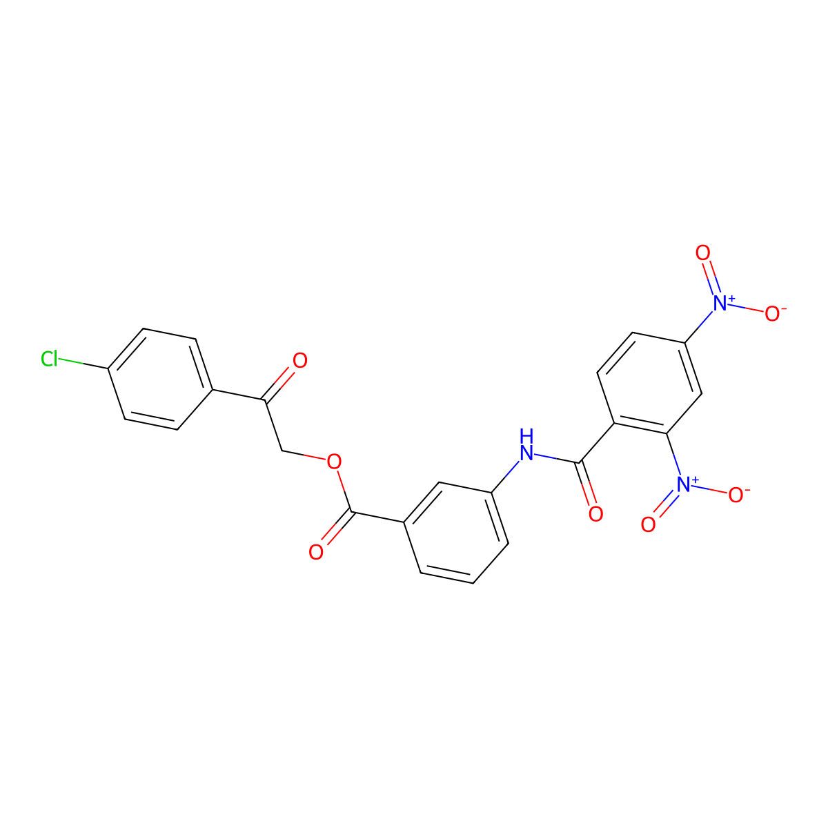 2-(4-Chlorophenyl)-2-oxoethyl 3-({2,4-dinitrobenzoyl}amino)benzoate molecular structure, CAS 332023-87-7