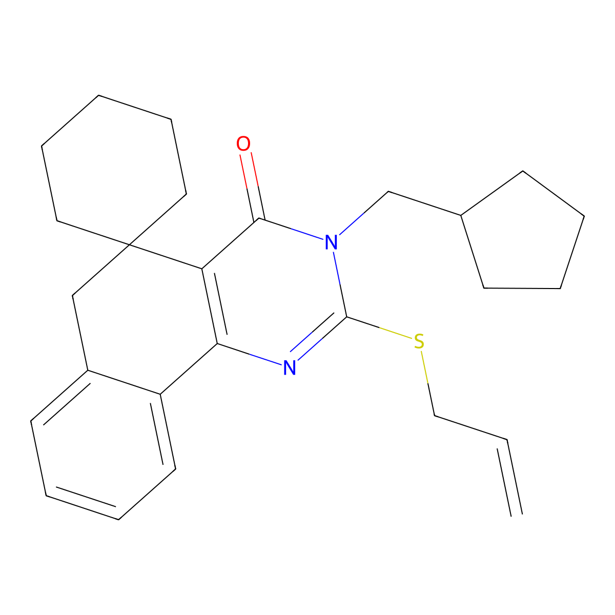 3-(cyclopentylmethyl)-2-prop-2-enylsulfanylspiro[6H-benzo[h]quinazoline-5,1'-cyclohexane]-4-one molecular structure, CAS 332024-40-5