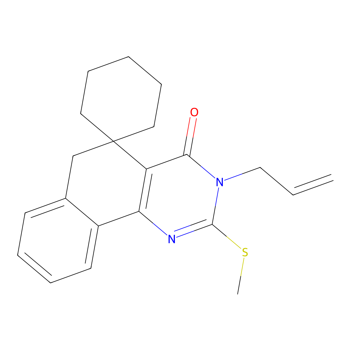 2-methylsulfanyl-3-prop-2-enylspiro[6H-benzo[h]quinazoline-5,1'-cyclohexane]-4-one molecular structure, CAS 332024-46-1