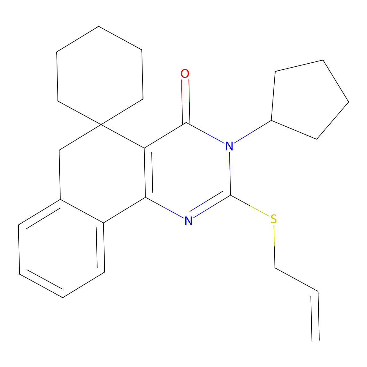 3-cyclopentyl-2-prop-2-enylsulfanylspiro[6H-benzo[h]quinazoline-5,1'-cyclohexane]-4-one molecular structure, CAS 332024-51-8