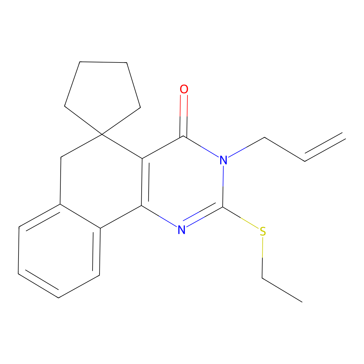 2-ethylsulfanyl-3-prop-2-enylspiro[6H-benzo[h]quinazoline-5,1'-cyclopentane]-4-one molecular structure, CAS 332024-53-0