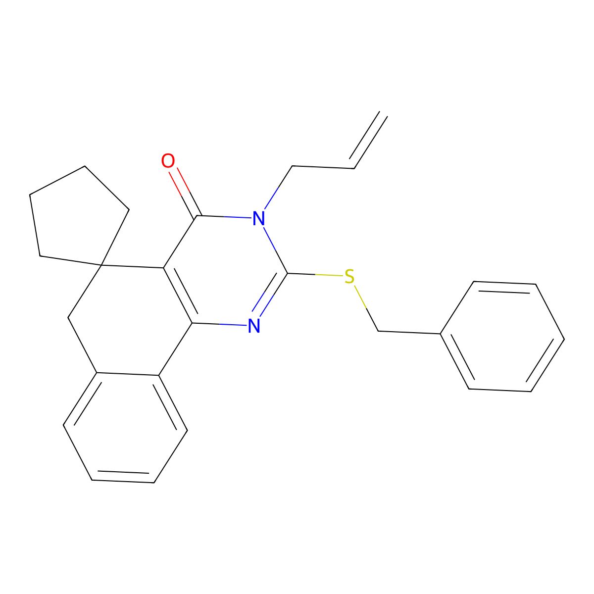 2-benzylsulfanyl-3-prop-2-enylspiro[6H-benzo[h]quinazoline-5,1'-cyclopentane]-4-one molecular structure, CAS 332024-54-1