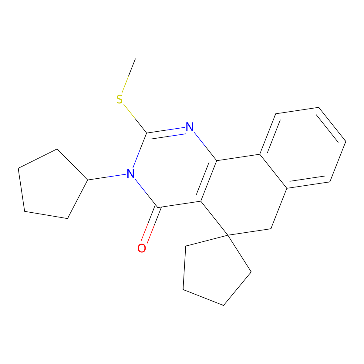3-cyclopentyl-2-methylsulfanylspiro[6H-benzo[h]quinazoline-5,1'-cyclopentane]-4-one molecular structure, CAS 332024-57-4