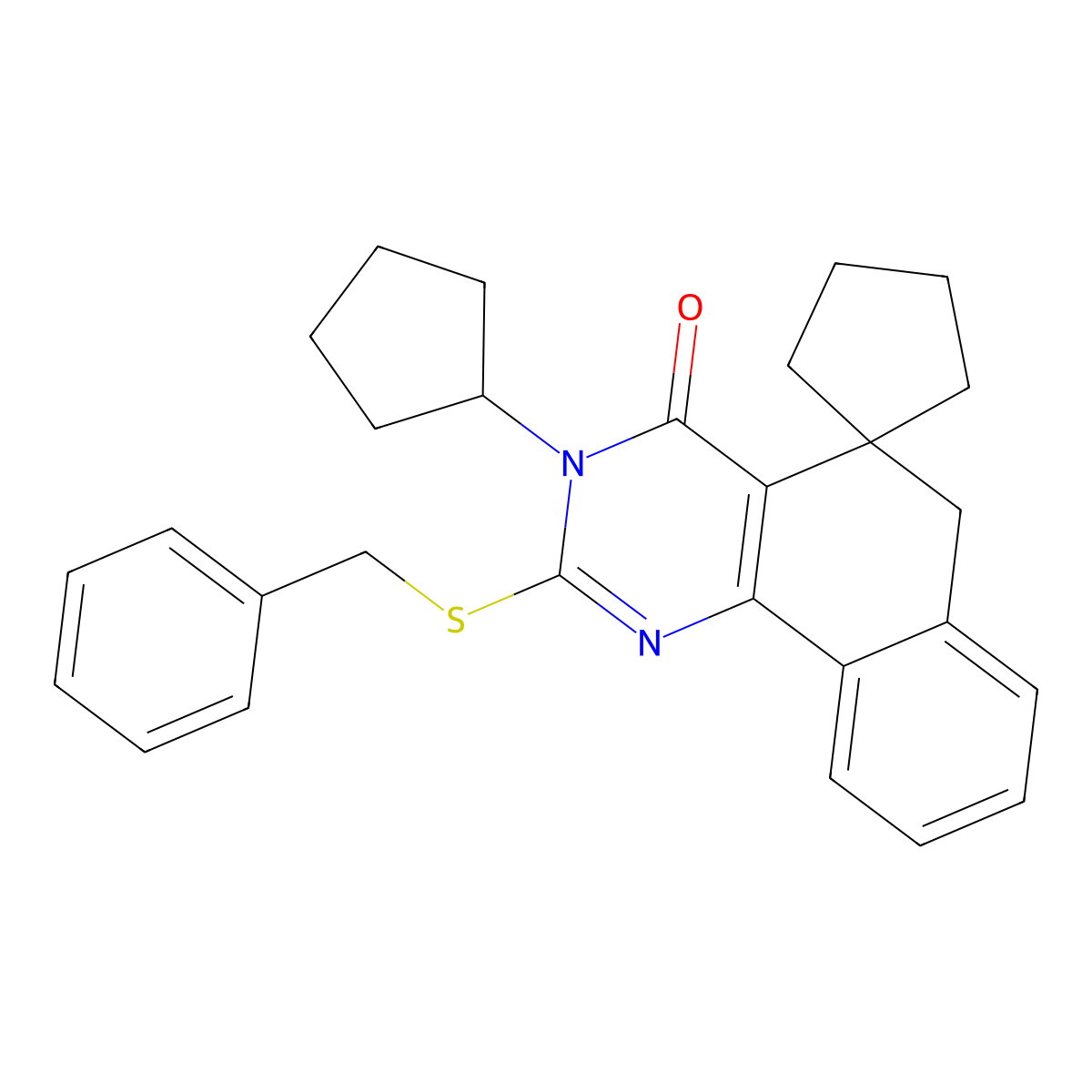 2-benzylsulfanyl-3-cyclopentylspiro[6H-benzo[h]quinazoline-5,1'-cyclopentane]-4-one molecular structure, CAS 332024-60-9