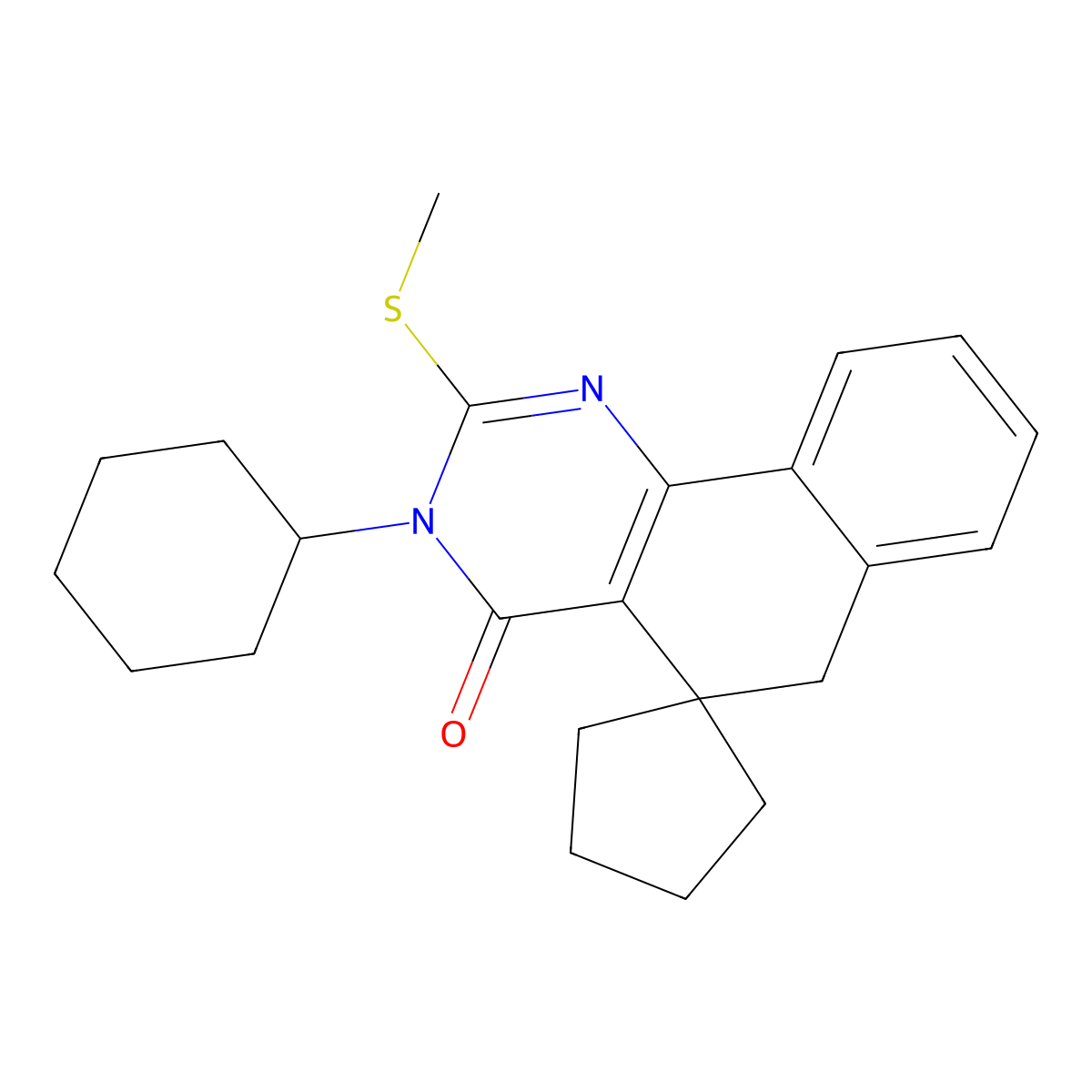 3-cyclohexyl-2-methylsulfanylspiro[6H-benzo[h]quinazoline-5,1'-cyclopentane]-4-one molecular structure, CAS 332024-66-5