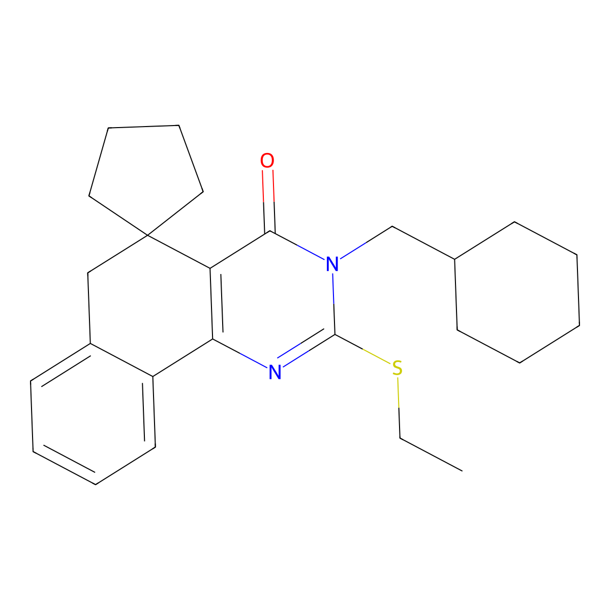 3-(cyclohexylmethyl)-2-ethylsulfanylspiro[6H-benzo[h]quinazoline-5,1'-cyclopentane]-4-one molecular structure, CAS 332024-69-8