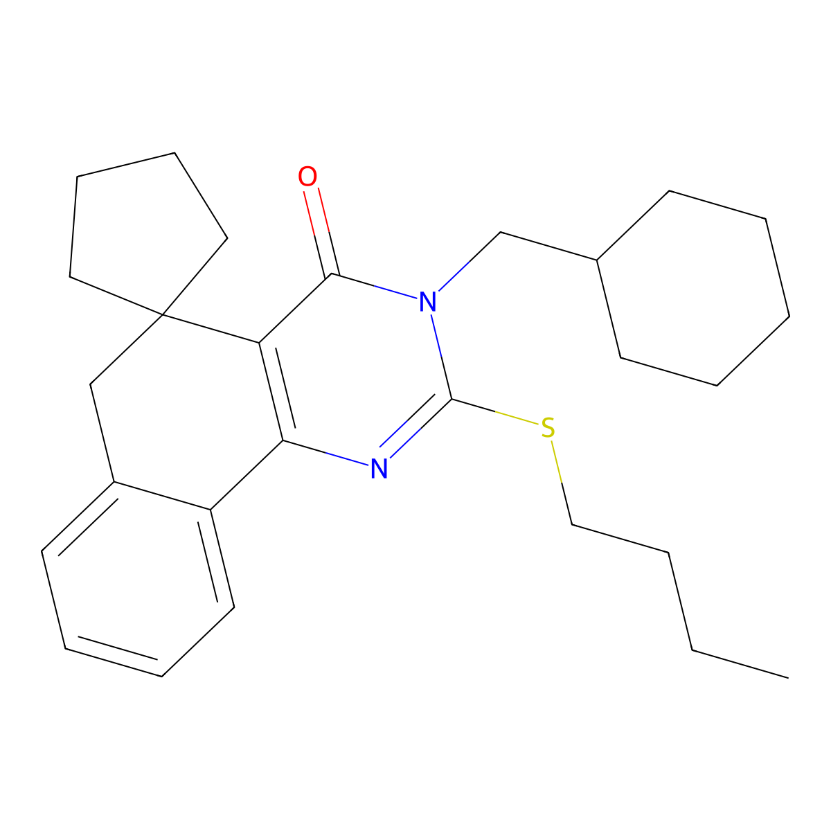 2-butylsulfanyl-3-(cyclohexylmethyl)spiro[6H-benzo[h]quinazoline-5,1'-cyclopentane]-4-one molecular structure, CAS 332024-70-1