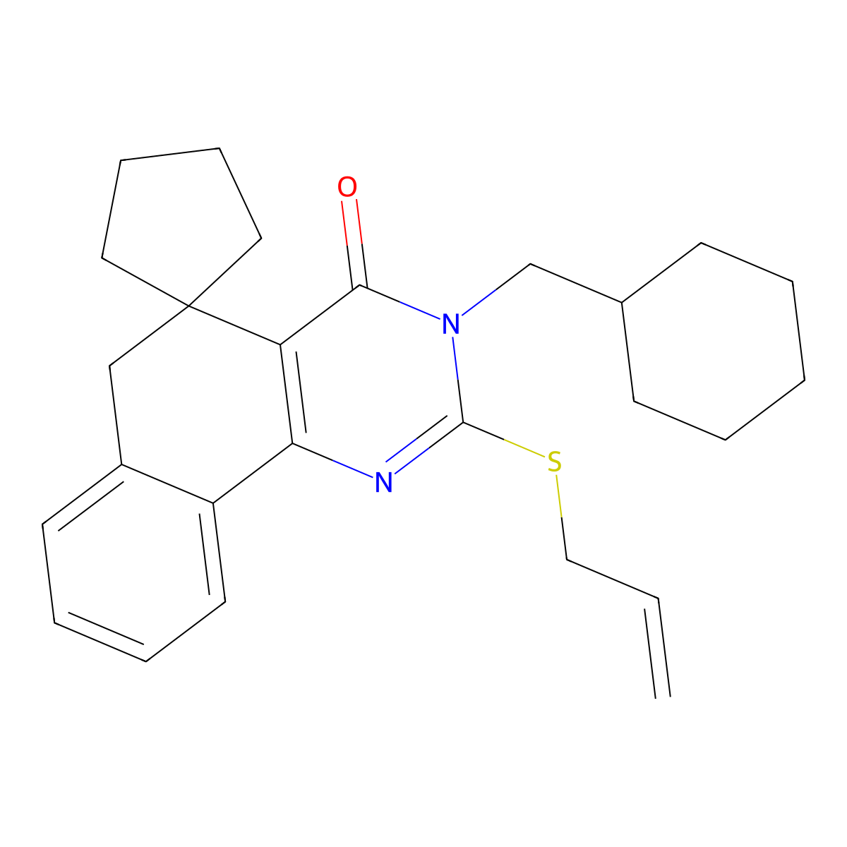3-(cyclohexylmethyl)-2-prop-2-enylsulfanylspiro[6H-benzo[h]quinazoline-5,1'-cyclopentane]-4-one molecular structure, CAS 332024-72-3