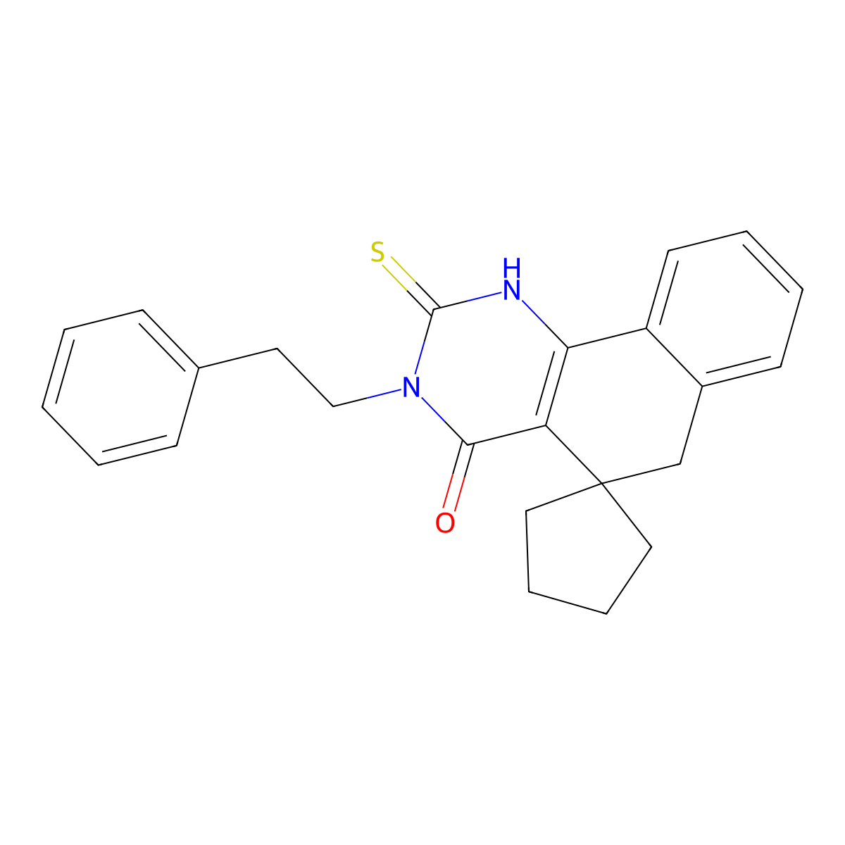 3-phenethyl-2-thioxo-2,3-dihydro-1H-spiro[benzo[h]quinazoline-5,1'-cyclopentan]-4(6H)-one molecular structure, CAS 332024-74-5