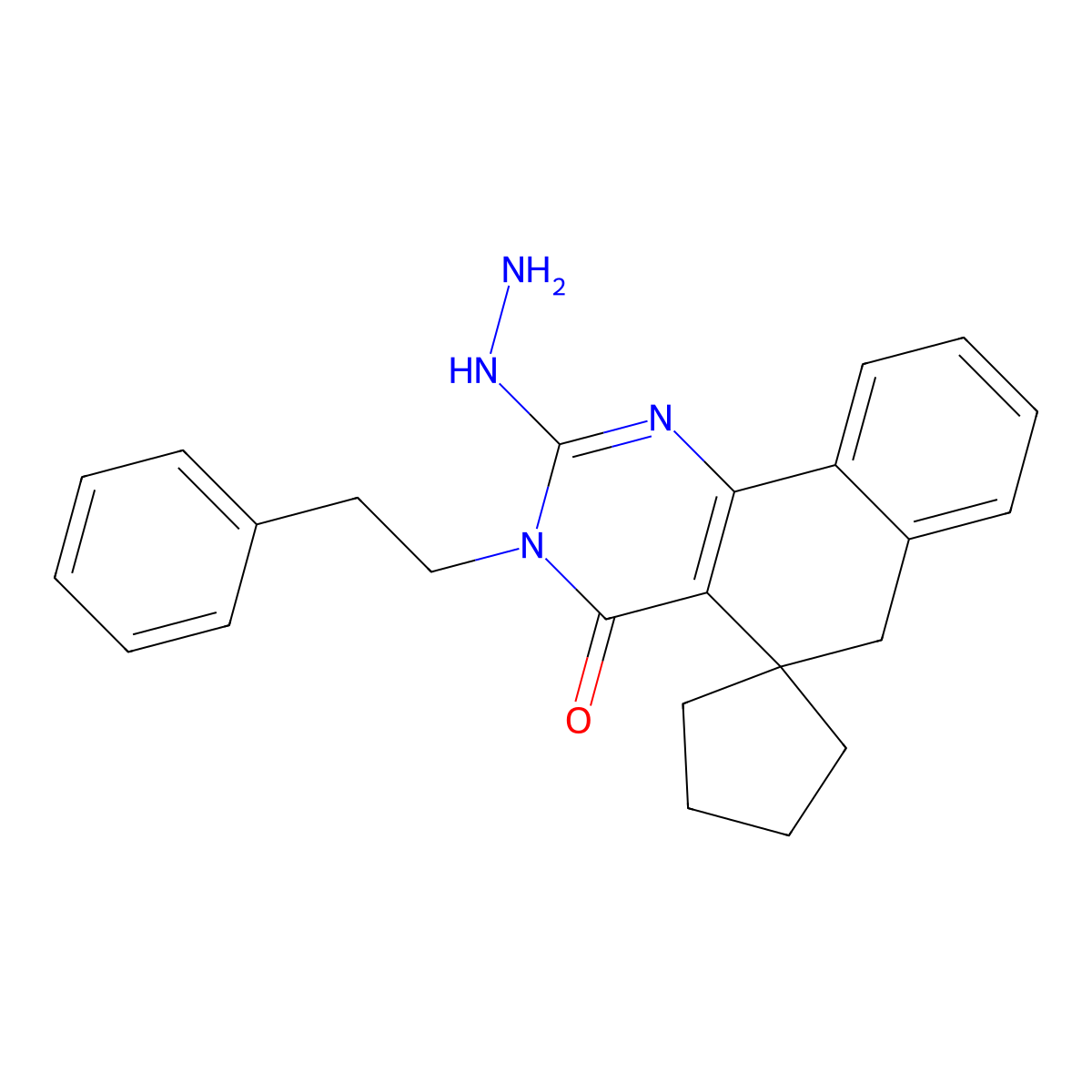 2-hydrazinyl-3-(2-phenylethyl)spiro[6H-benzo[h]quinazoline-5,1'-cyclopentane]-4-one molecular structure, CAS 332024-82-5