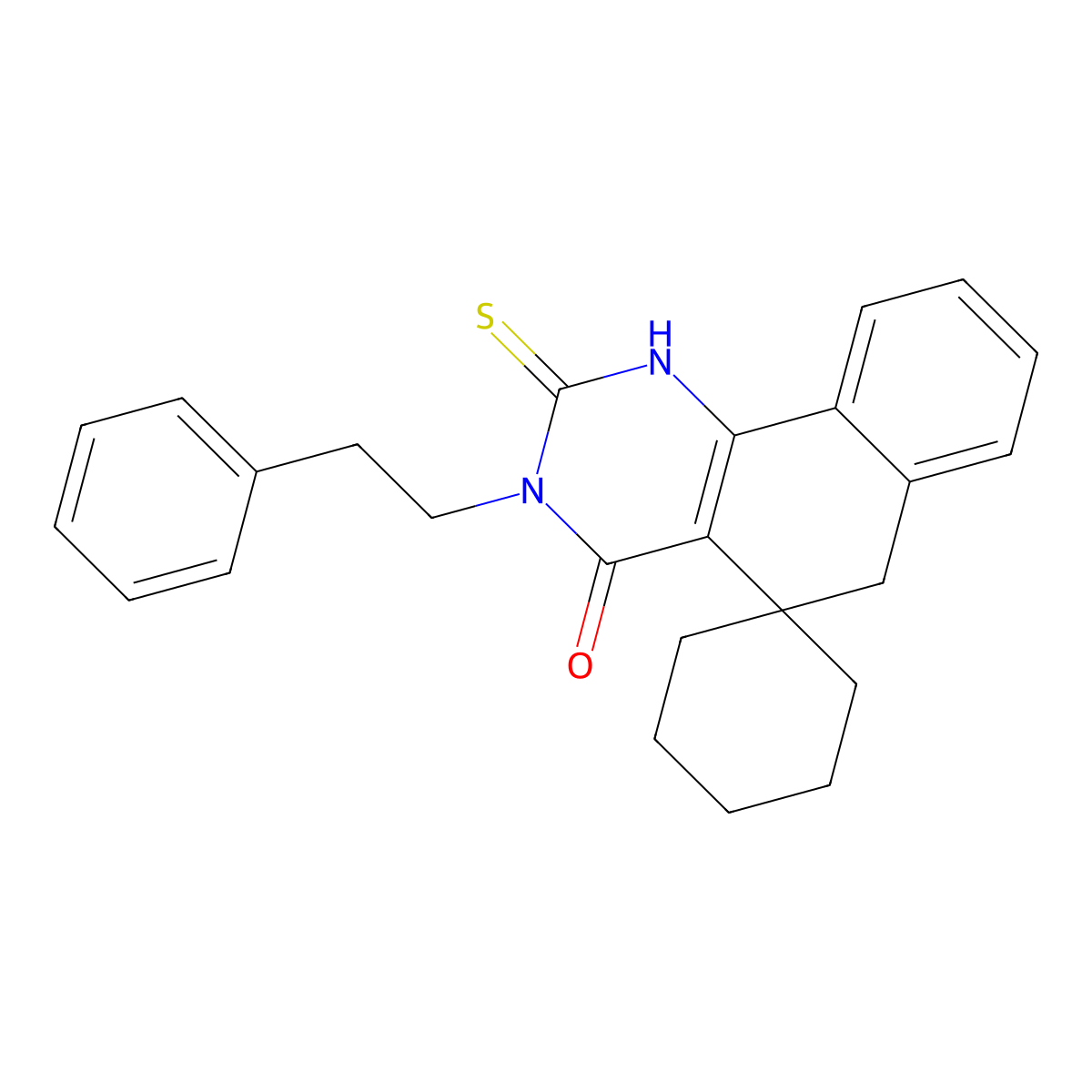 3-(2-Phenylethyl)-2-sulfanylidenespiro[1,6-dihydrobenzo[h]quinazoline-5,1'-cyclohexane]-4-one molecular structure, CAS 332024-83-6