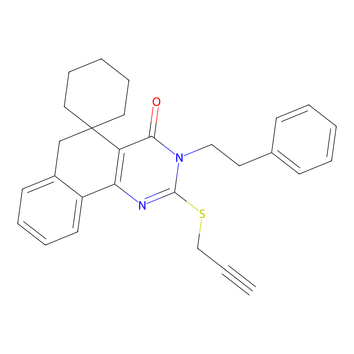 3-(2-phenylethyl)-2-prop-2-ynylsulfanylspiro[6H-benzo[h]quinazoline-5,1'-cyclohexane]-4-one molecular structure, CAS 332024-88-1