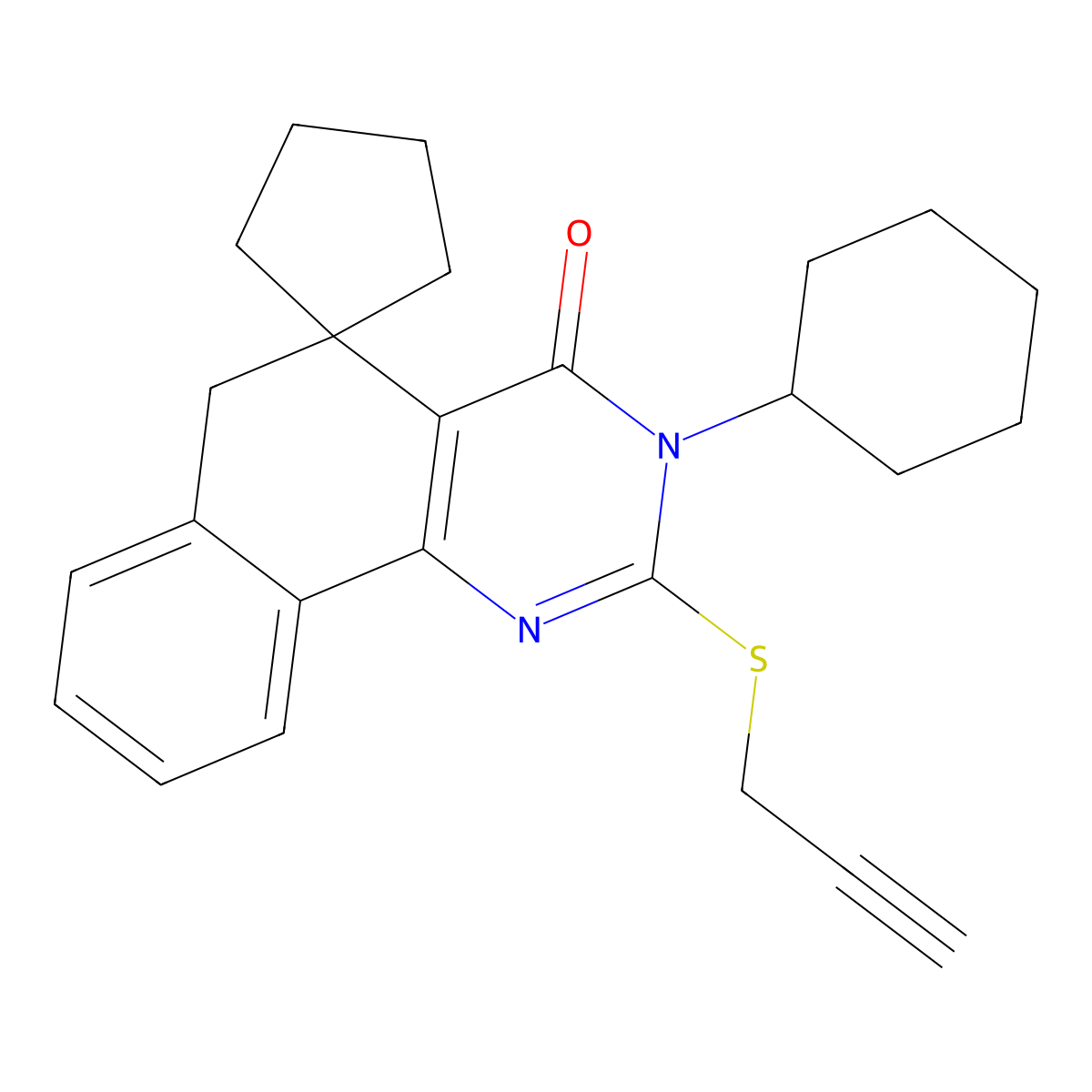 3-cyclohexyl-2-prop-2-ynylsulfanylspiro[6H-benzo[h]quinazoline-5,1'-cyclopentane]-4-one molecular structure, CAS 332024-91-6