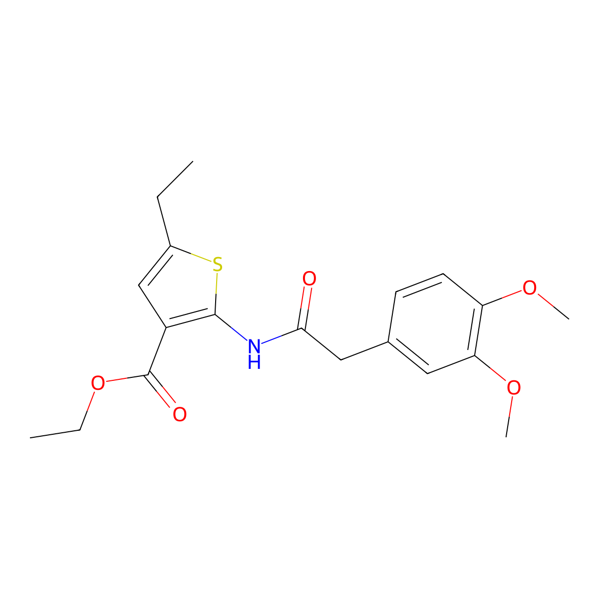 Ethyl 2-[[2-(3,4-dimethoxyphenyl)acetyl]amino]-5-ethylthiophene-3-carboxylate molecular structure, CAS 332025-25-9