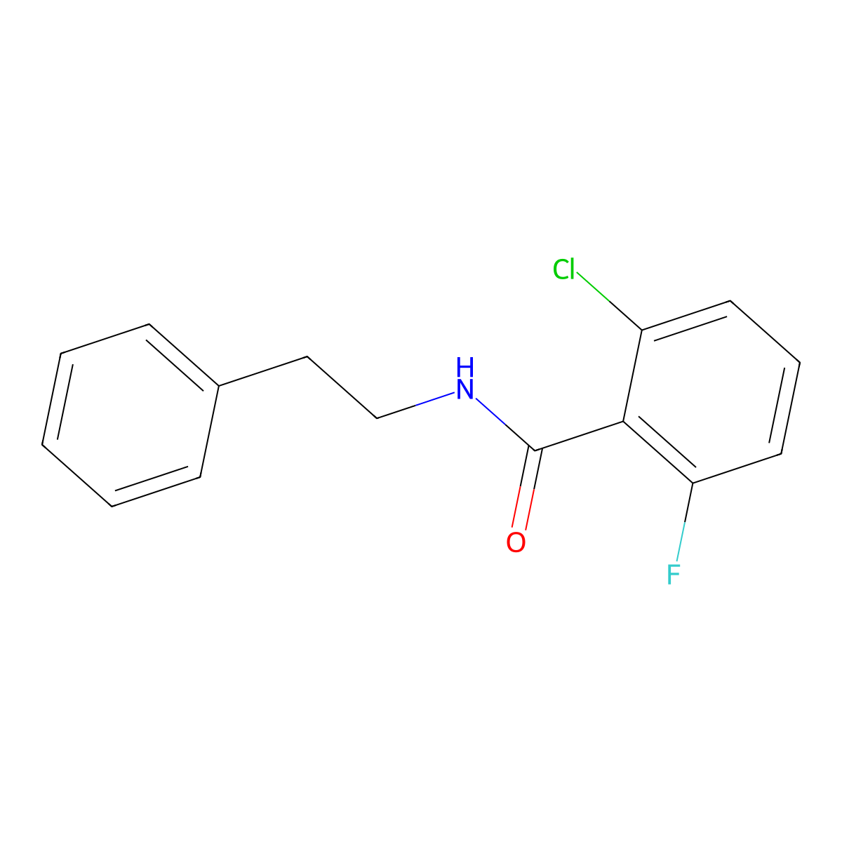 2-chloro-6-fluoro-N-(2-phenylethyl)benzamide molecular structure, CAS 332025-31-7