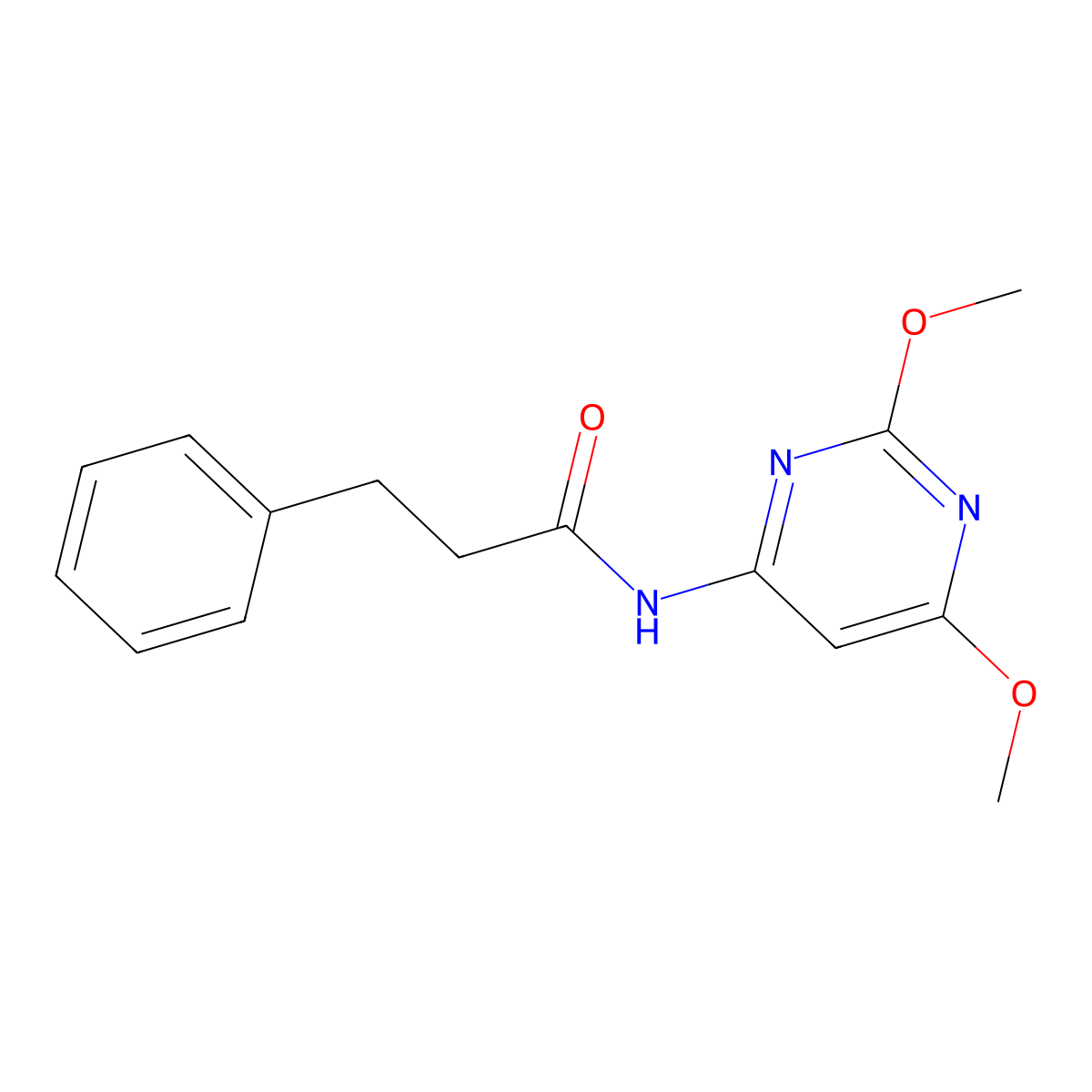N-(2,6-dimethoxy-4-pyrimidinyl)-3-phenylpropanamide molecular structure, CAS 332025-37-3