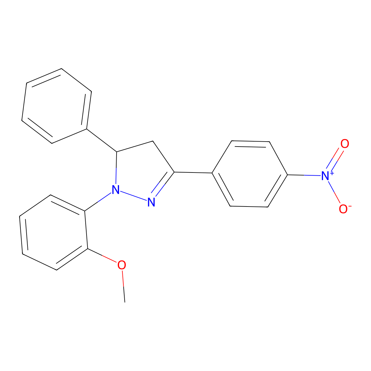 2-(2-Methoxyphenyl)-5-(4-nitrophenyl)-3-phenyl-3,4-dihydropyrazole molecular structure, CAS 332025-52-2