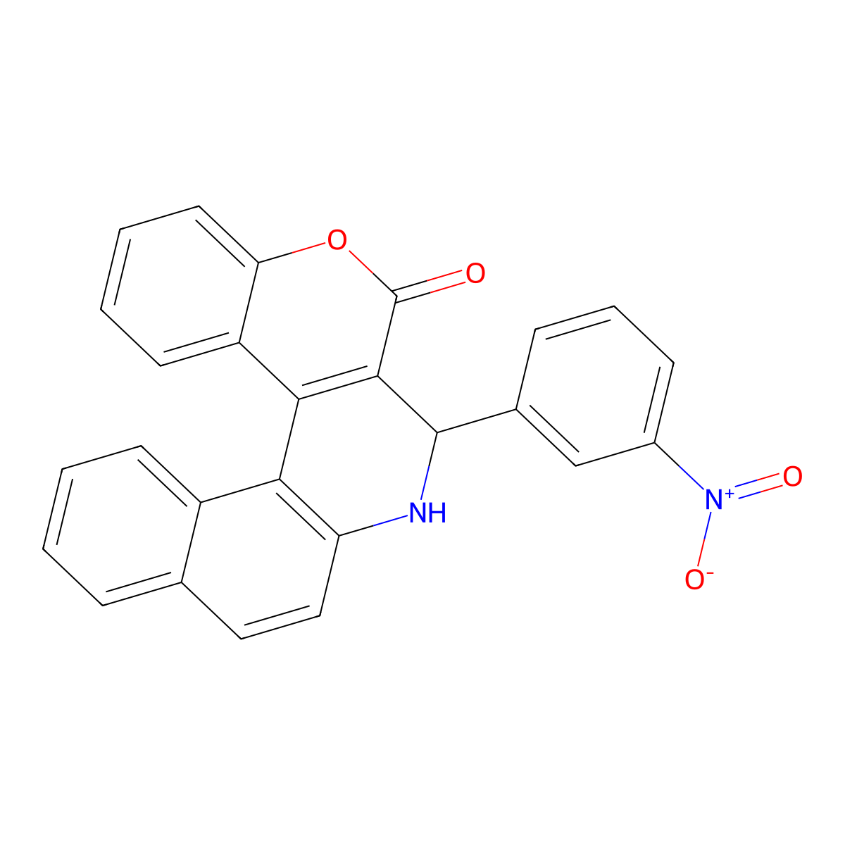 3-(3-nitrophenyl)-3,4-dihydro-2H-benzo[f]chromeno[3,4-c]quinolin-2-one molecular structure, CAS 332025-60-2