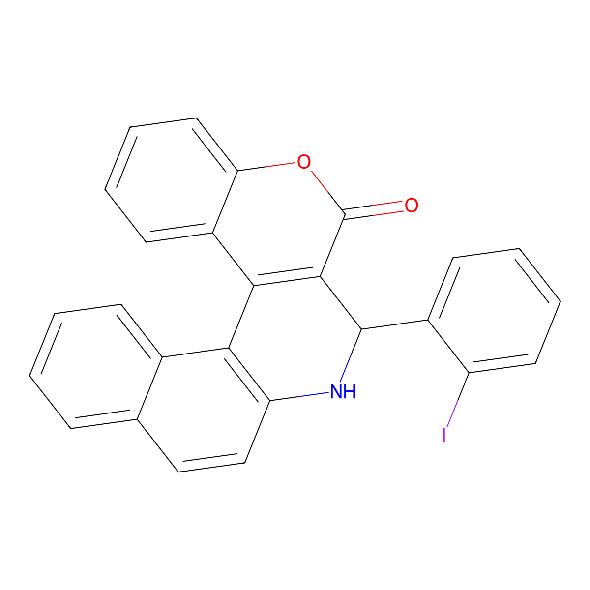 3-(2-iodophenyl)-3,4-dihydro-2H-benzo[f]chromeno[3,4-c]quinolin-2-one molecular structure, CAS 332025-61-3
