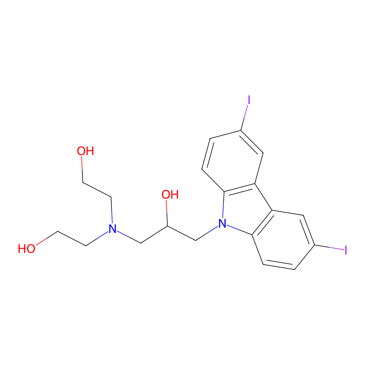 1-[Bis-(2-hydroxyethyl)amino]-3-(3,6-diiodocarbazol-9-yl)-propan-2-ol molecular structure, CAS 332025-86-2