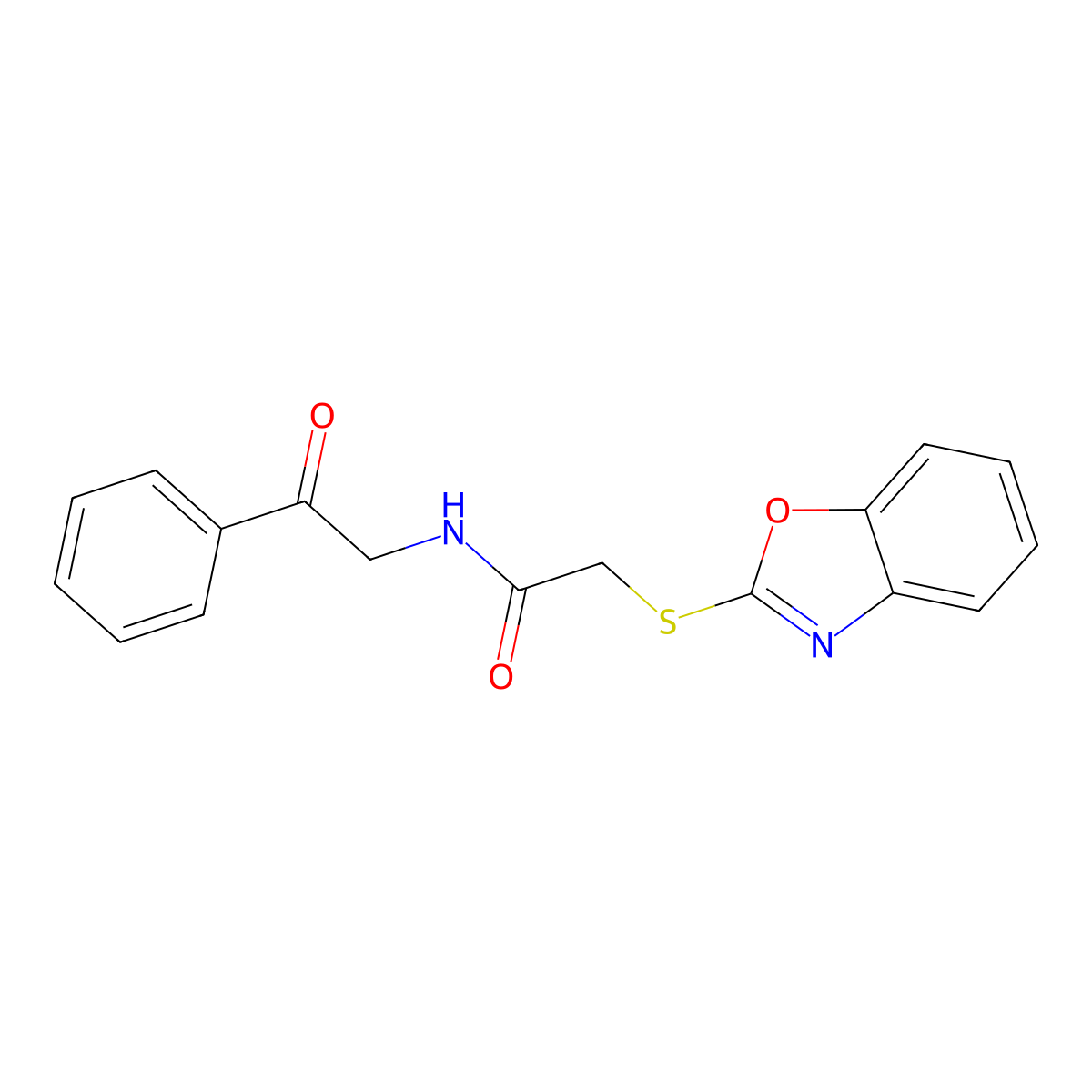 2-(1,3-benzoxazol-2-ylsulfanyl)-N-phenacylacetamide molecular structure, CAS 332025-97-5