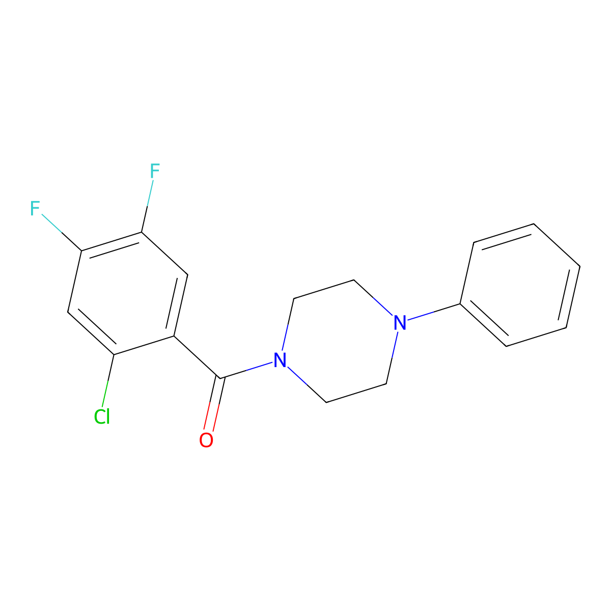 1-(2-Chloro-4,5-difluorobenzoyl)-4-phenylpiperazine molecular structure, CAS 332025-98-6