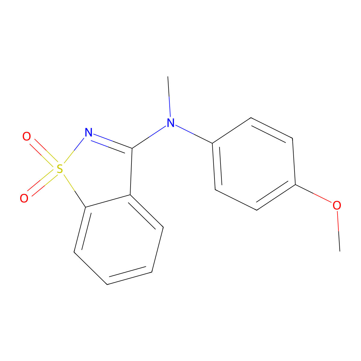 N-(4-methoxyphenyl)-N-methyl-1,1-dioxo-1,2-benzothiazol-3-amine molecular structure, CAS 332026-32-1