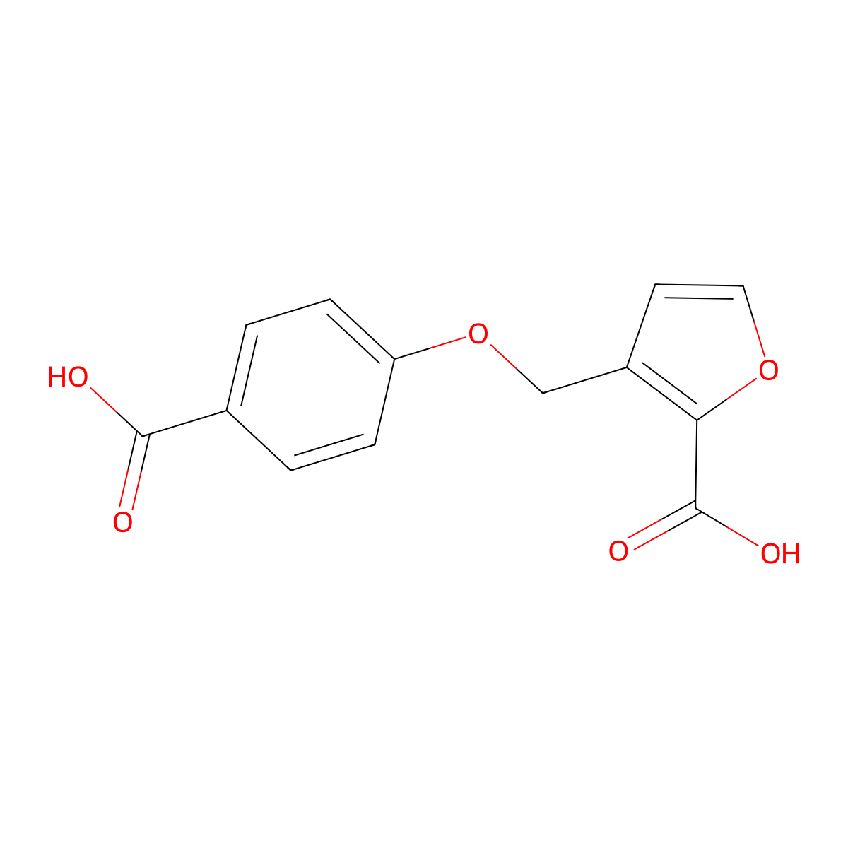 3-[(4-Carboxyphenoxy)methyl]furan-2-carboxylic acid molecular structure, CAS 332026-37-6