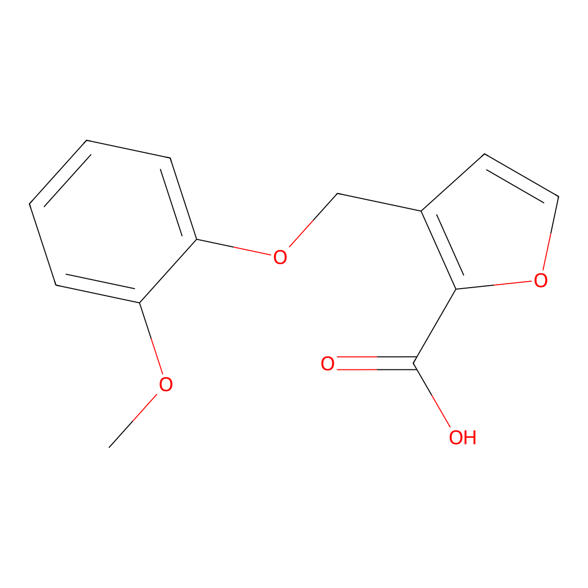 3-(2-Methoxy-phenoxymethyl)-furan-2-carboxylic acid molecular structure, CAS 332026-40-1