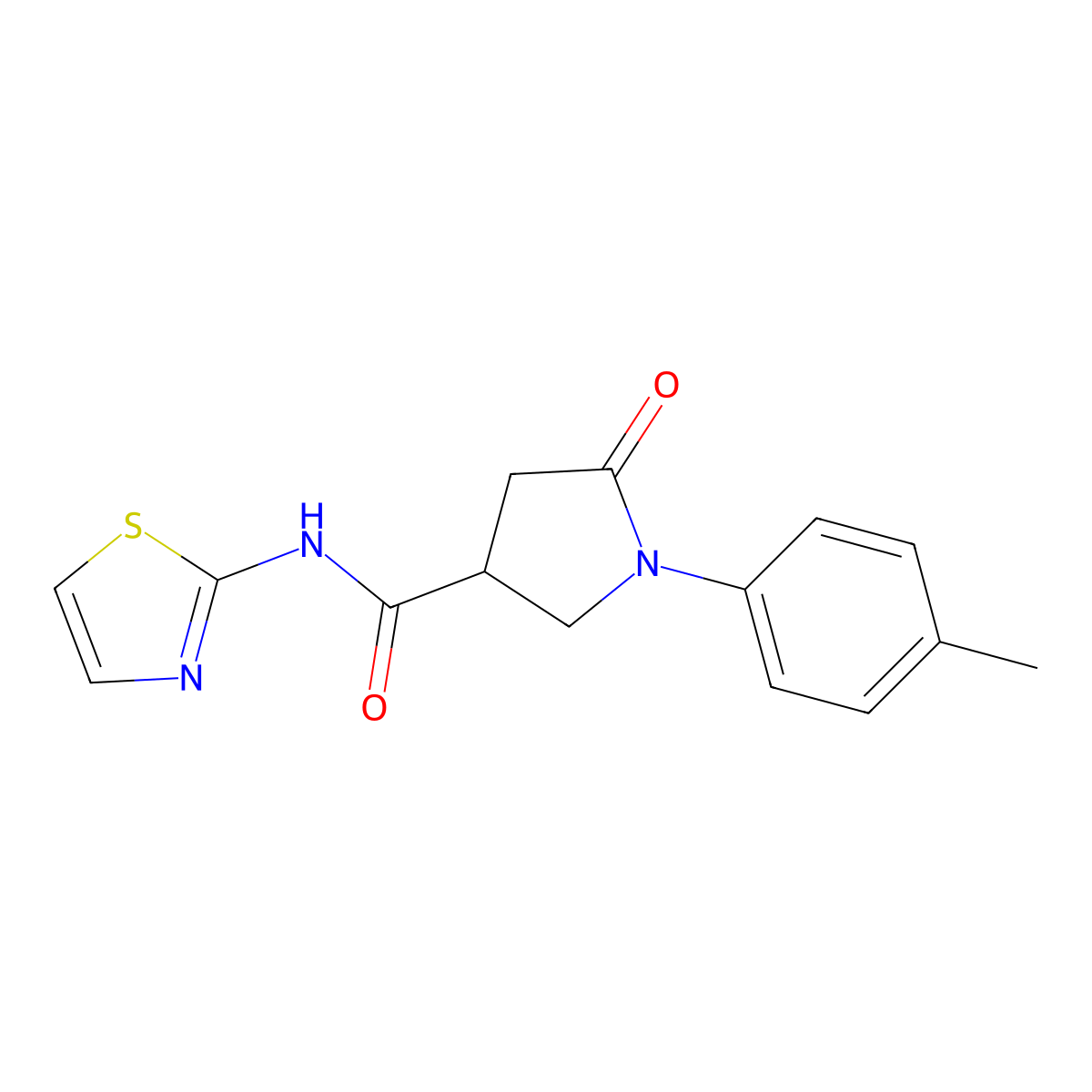 1-(4-methylphenyl)-5-oxo-N-(1,3-thiazol-2-yl)pyrrolidine-3-carboxamide molecular structure, CAS 332026-54-7